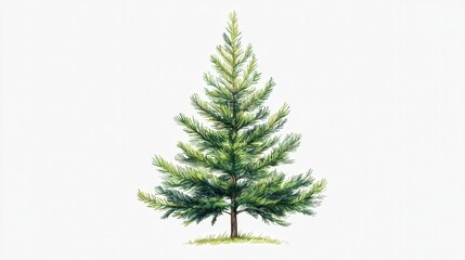 minimalistic pine tree drawing with realistic foliage and botanical precision