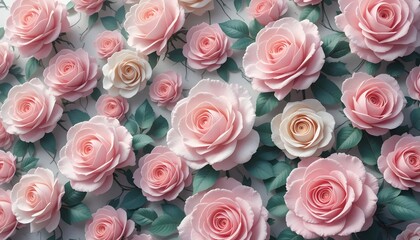 Fototapeta premium Elegant Rose Flower Arrangement with Pastel Pink and White Blooms
