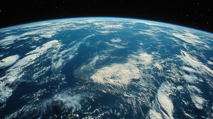View of Earth from space, showing oceans and clouds