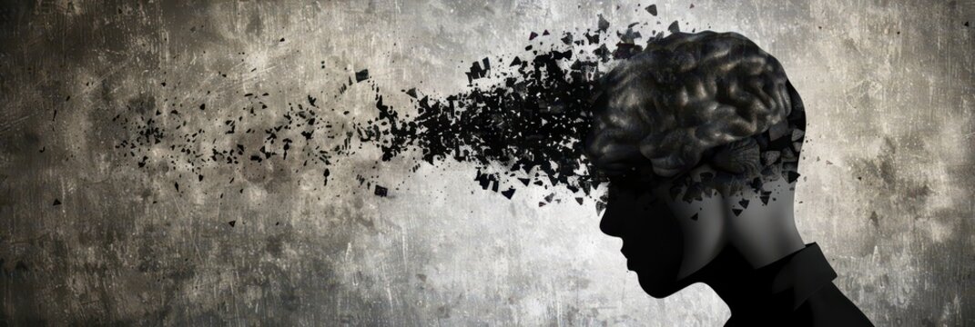 Mental health awareness concept for world schizophrenia day. Horizontal banner. Copy space. Mental Health concept. Dissociative Identity Disorder. Bipolar Disorder. Seasonal depression