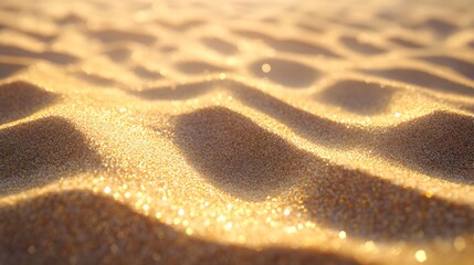 Obraz premium Closeup view of golden sand dunes with sunlight reflections