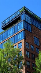 Modern Brick Building Rooftop Garden