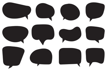 Set of speech bubbles. Speak bubble text, cartoon chatting box, message box. Blank empty white speech bubbles. Vector illustration.