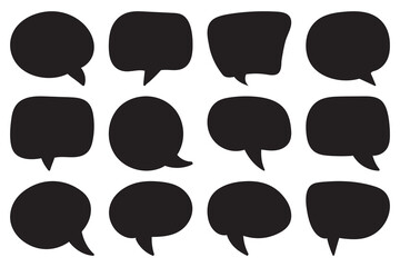 Set of speech bubbles. Speak bubble text, cartoon chatting box, message box. Blank empty vector white speech bubbles. Vector Eps 10