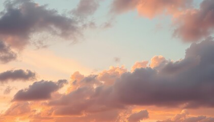 Obraz premium Dramatic Sunset Cloudscape with Pastel Colors and Soft Light Effects