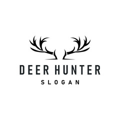 deer logo design deer hunter concept with black silhouette illustration of simple minimalist animal product brand template