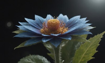 Romantic Lotus Flower with Water Drops on Black Background
