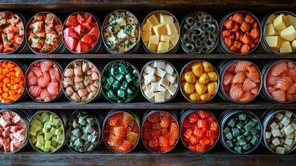 Fresh and colorful display of assorted vegetables on a wooden table capturing nature's bounty