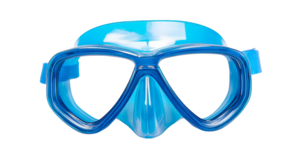 Blue diving mask isolated on transparent background, perfect for underwater exploration