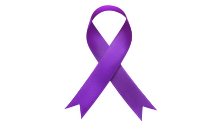 Purple ribbon symbolizing support for many causes on transparent background