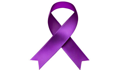 Purple ribbon symbolizing support for many causes on transparent background