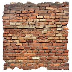 Obraz premium Old Brick Wall White Background on transparent background.