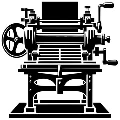 Printing Press: An antique printing press, a symbol of the industrial revolution, showcased in a clean, vector-style illustration