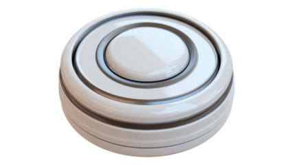 White futuristic button on transparent background with concentric circles