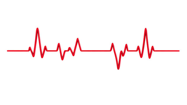 Red electrocardiogram line showing heart beating on transparent background