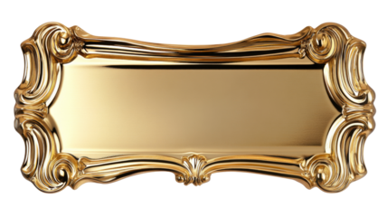 Golden ornate frame with transparent background representing luxury and elegance