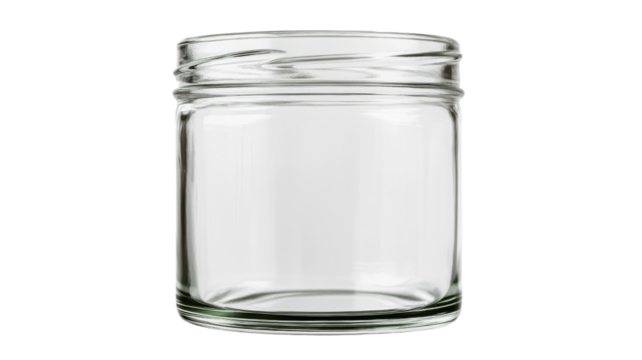 Empty glass jar with transparent background for preserving food