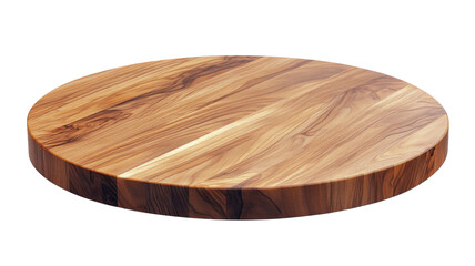 Round wooden table top isolated on transparent background