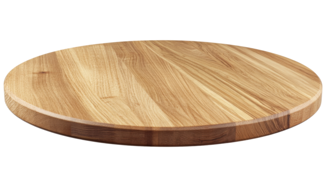 Round wooden tabletop isolated on transparent background
