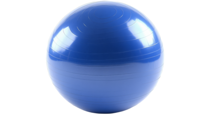 Blue fitness ball isolated on transparent background for sport and healthcare
