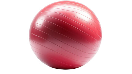 Red fitness ball isolated on transparent background for easy integration