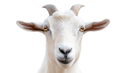 White goat posing on a transparent background