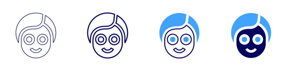 Enzyme mask icon in 4 different styles. Thin Line, Line, Bold Line, Duotone. Duotone style. Editable stroke