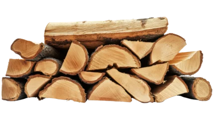 Selbstklebende Fototapeten Pile of firewood logs isolated on transparent background © Fly Frames