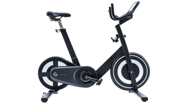 Modern stationary exercise bike isolated on transparent background