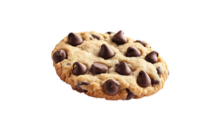 Delicious chocolate chip cookie floating on transparent background