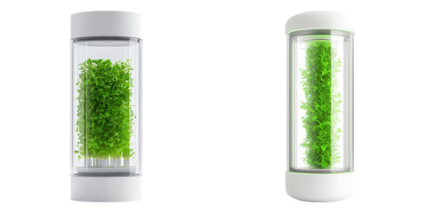 Young scientist with a futuristic concept, Futuristic bioreactor designed for synthetic organisms and plant growth