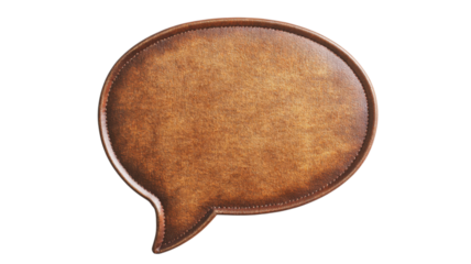 Empty leather speech bubble on transparent background representing communication