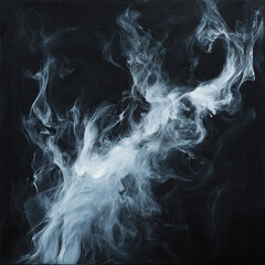 Wispy details of smoke rising against a dark background