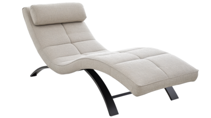 Modern chaise lounge on transparent background: inviting comfort and style