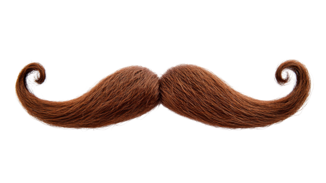 Long red curly mustache with transparent background - Powered by Adobe