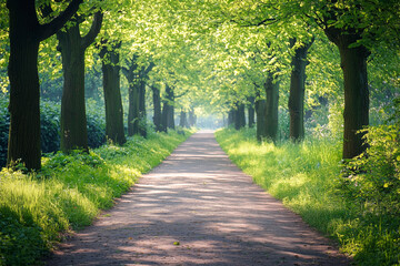 Tranquil Tree-Lined Pathway