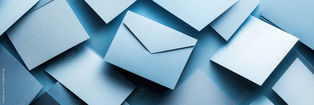 Poster Professional paper art background with geometric shapes in muted blue and gray tones for formal presentations and documents Generative AI