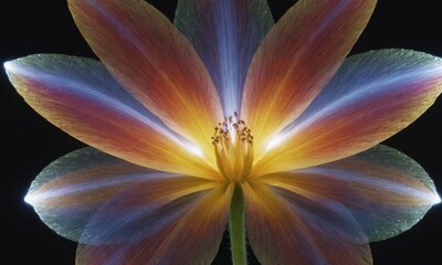 Romantic Lotus Flower with Water Drops on Black Background