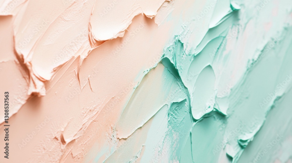 Aufkleber textured abstract artwork featuring soft pencil strokes in pastel mint and peach tones conveying ser