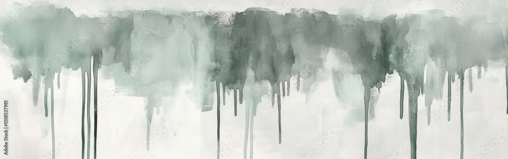 Poster Soft pastel mint strokes blend with white backdrop creating an elegant abstract artwork in a serene setting