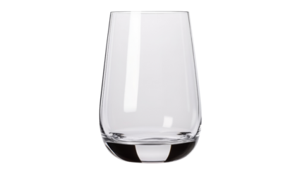 Empty stemless wine glass on transparent background