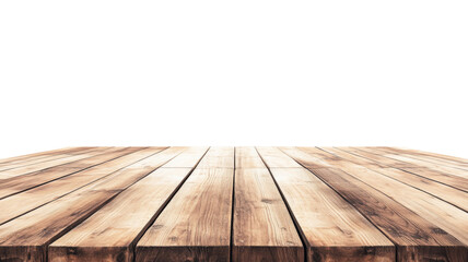 Empty wooden tabletop with transparent background for product placement