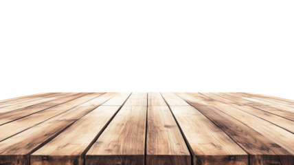 Empty wooden tabletop with transparent background for product placement