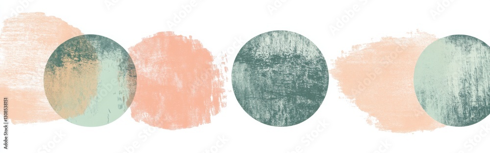 Poster Soft pencil strokes create muted mint and peach circles on a textured background that adds warmth and depth to any creative space