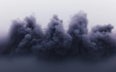 Dark clouds billow over a tranquil landscape creating an atmospheric and dramatic view at dusk