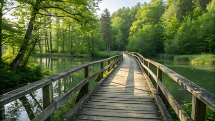 wooden bridge in the forest