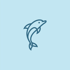 Obraz premium Dolphin Line Art Logo – A flowing dolphin logo in line art style, symbolizing freedom and joy.