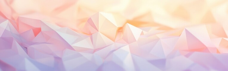 Fototapeta premium Low-poly landscape design featuring pastel peach tones with sharp geometric shapes and soft gradients highlighting depth and texture