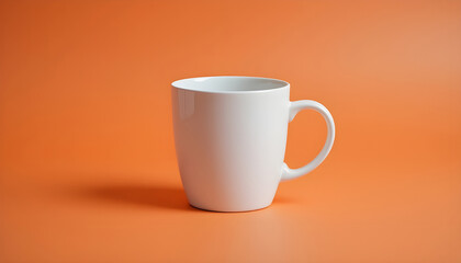 Blank White Mug Against a Vibrant Orange Background