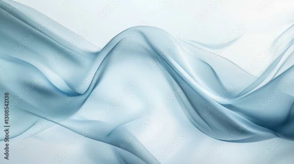 Poster Elegant pencil strokes blend harmoniously, creating overlapping waves of soft blue fabric that evoke tranquility and fluidity in design